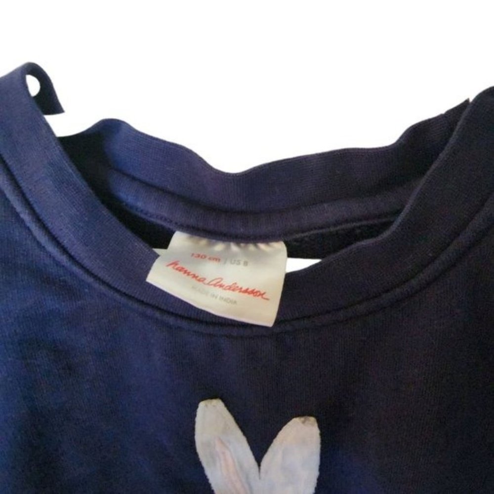 Hanna Andersson Bunny Sweatshirt Dress Applique Floral 130 8 Years Kids Girl - Picture 6 of 9